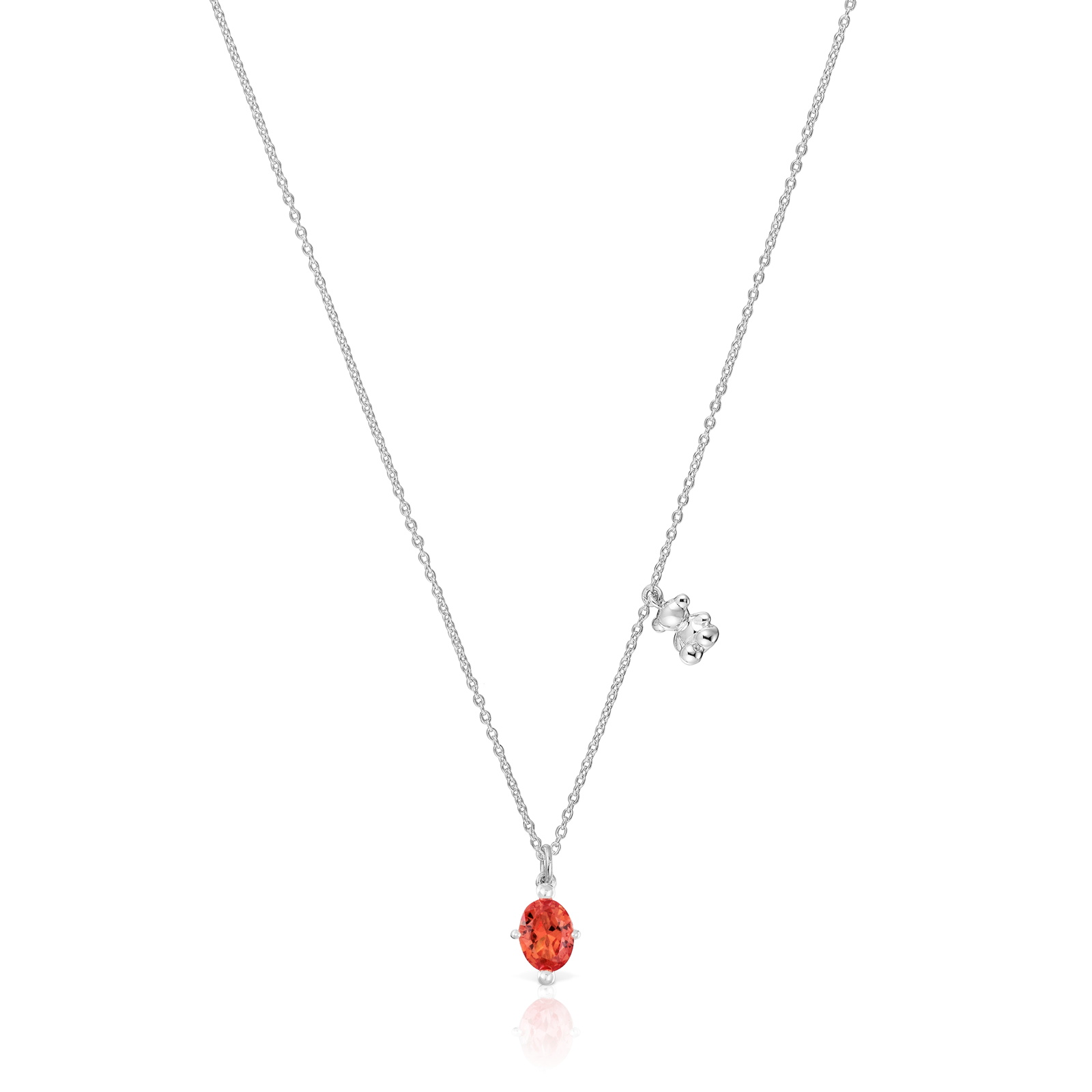 COLLAR CORTO MOTIVO OSO DE PLATA Y ZAFIRO NARANJA - 1