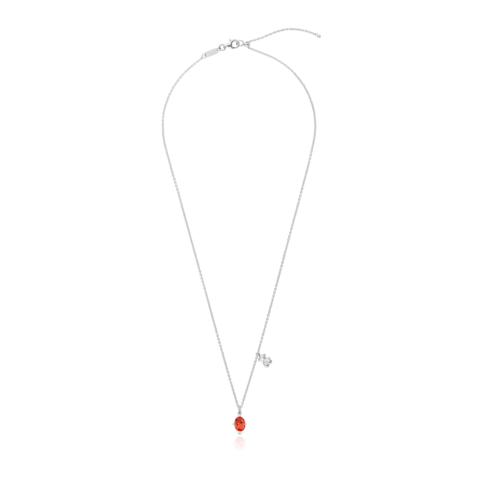 COLLAR CORTO MOTIVO OSO DE PLATA Y ZAFIRO NARANJA - 2