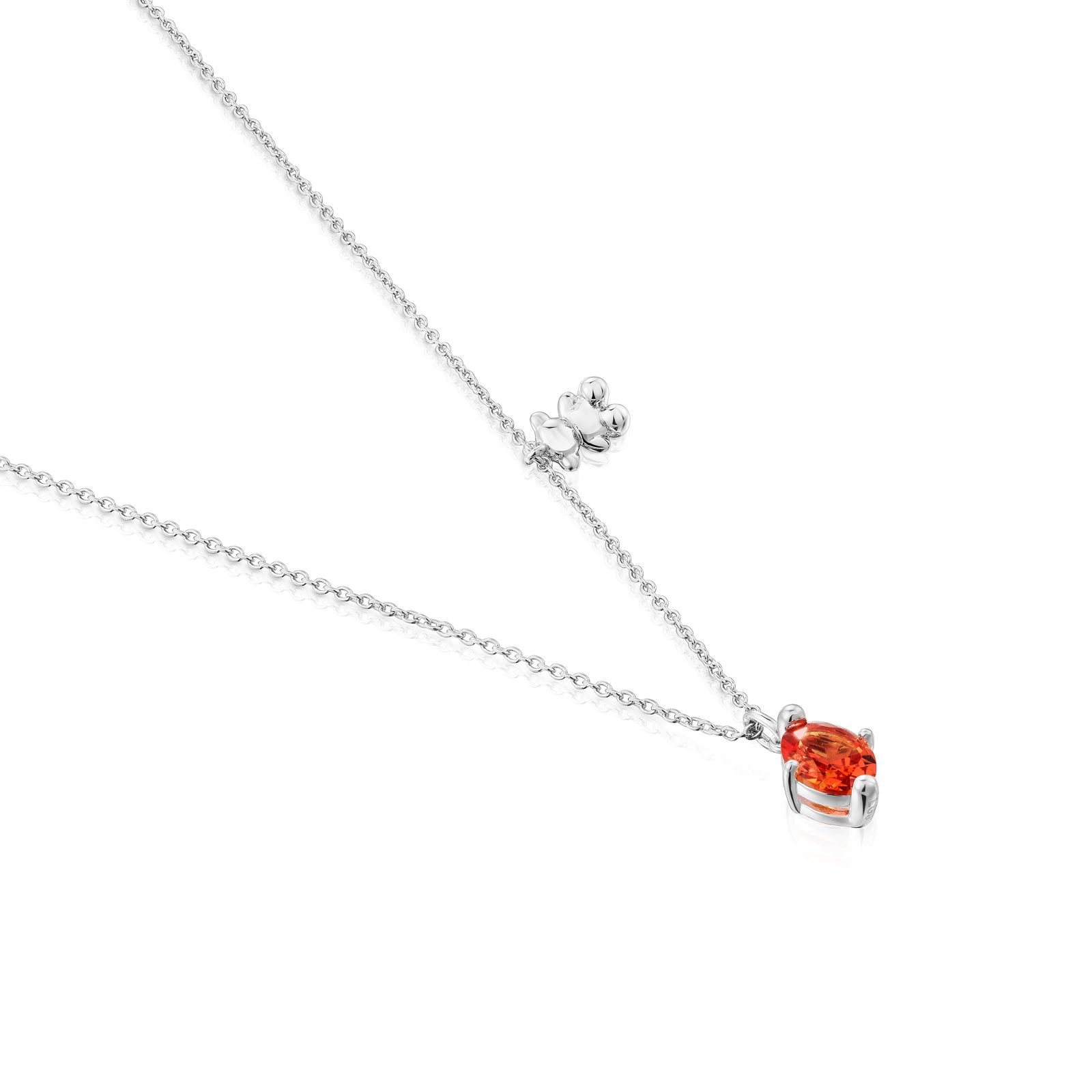 COLLAR CORTO MOTIVO OSO DE PLATA Y ZAFIRO NARANJA - 3