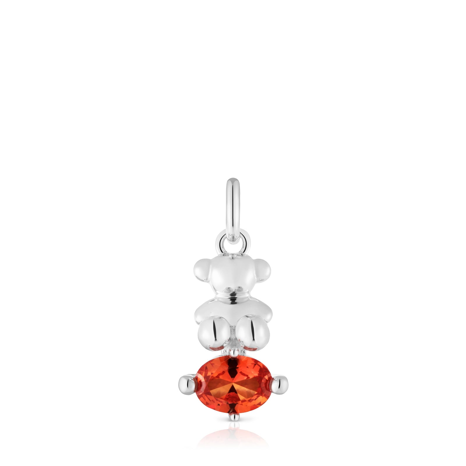 COLGANTE PEQUEÑO MOTIVO OSO DE PLATA Y ZAFIRO NARANJA - 1