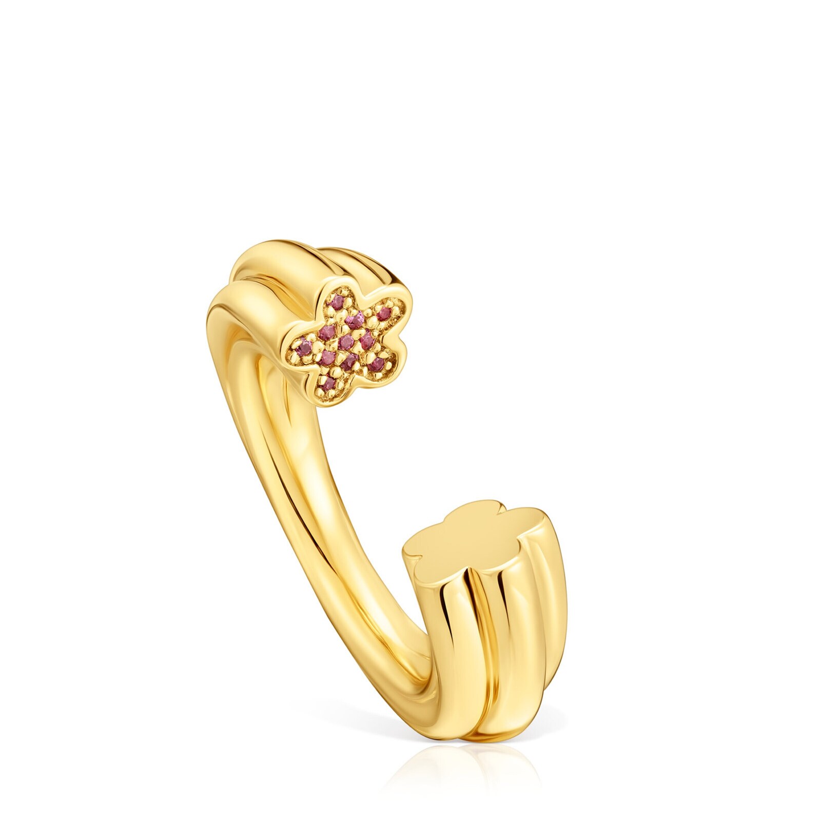 ANILLO ABIERTO BAÑADO EN ORO 18 KT SOBRE PLATA Y MOTIVO - 1