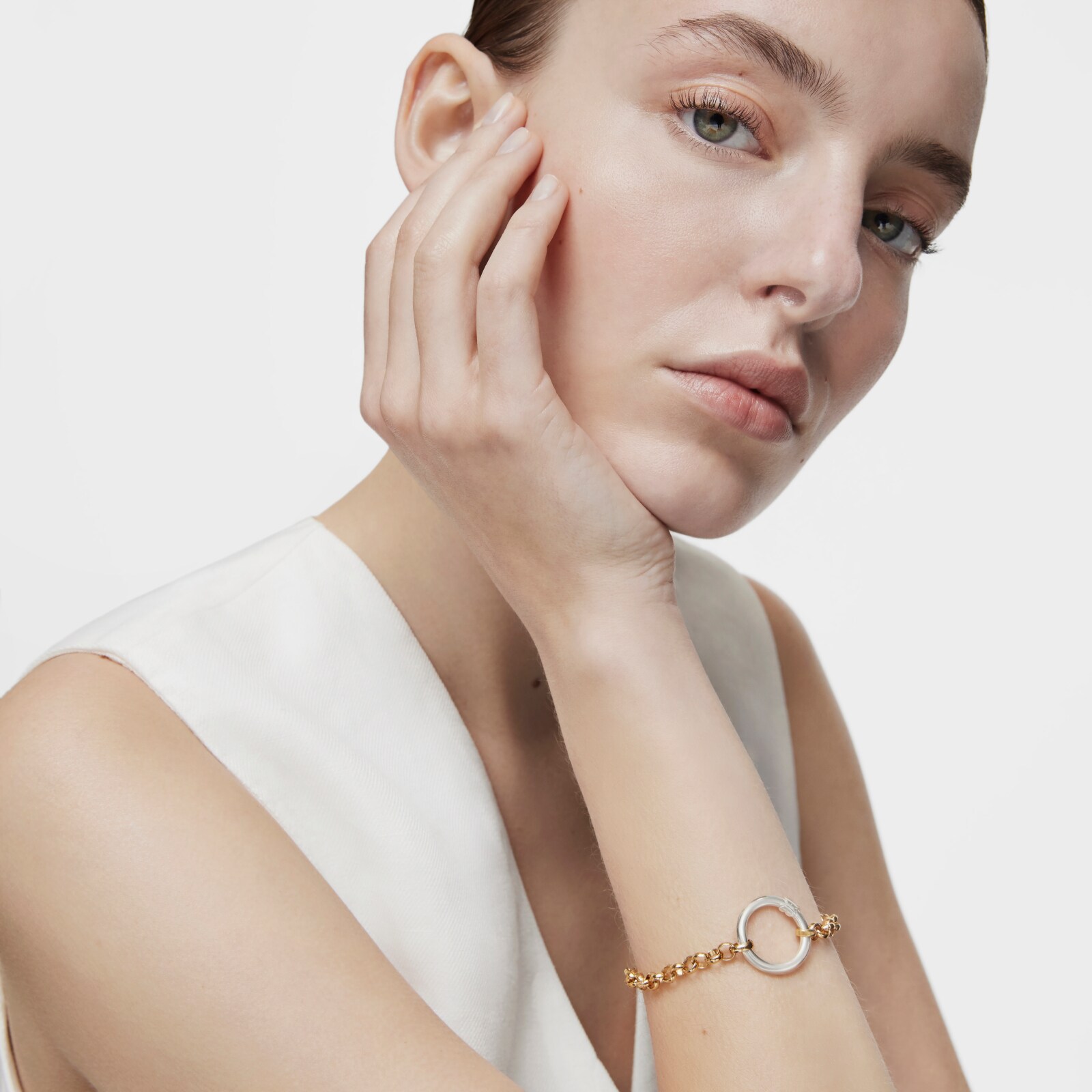 PULSERA CON BAÑO DE ORO 18 KT SOBRE PLATA HOLD - 5