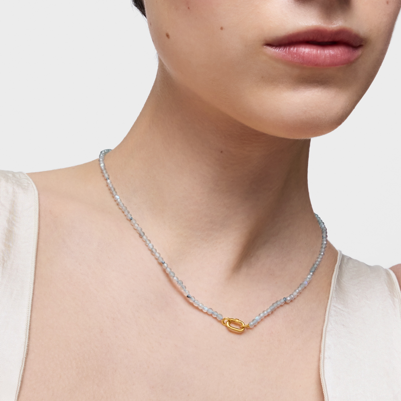 COLLAR ORO 1ªLEY OVAL LABRADORITAS 42CM - 6