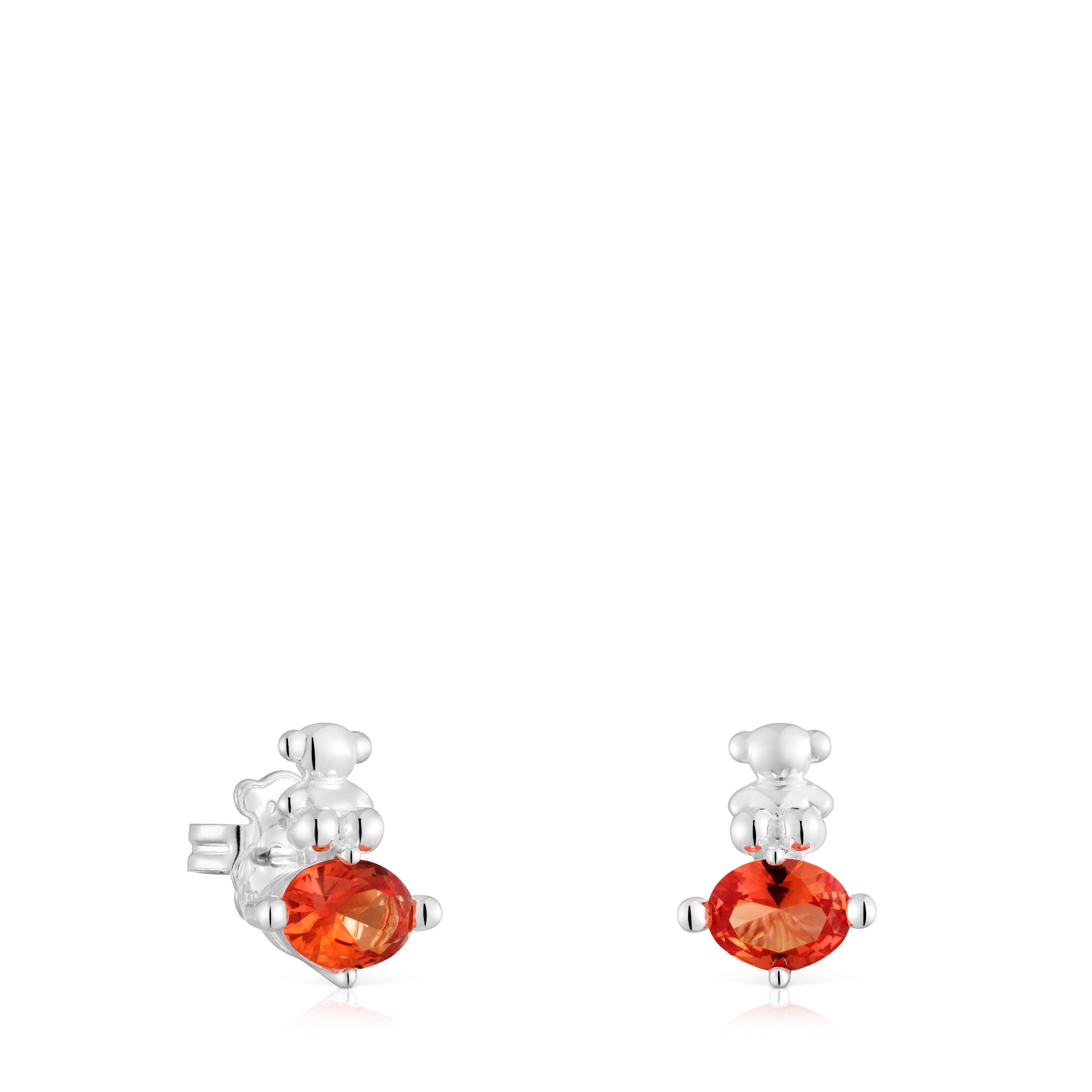 PENDIENTES MOTIVO OSO DE PLATA Y ZAFIRO NARANJA - 1