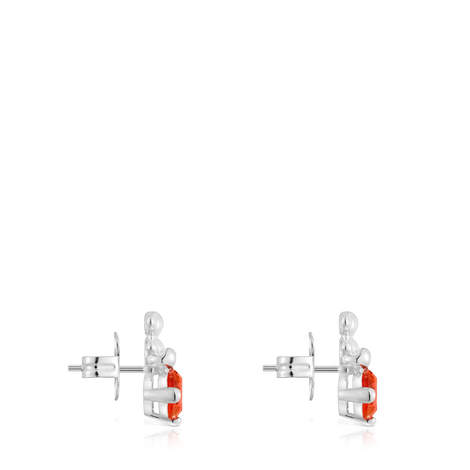 PENDIENTES MOTIVO OSO DE PLATA Y ZAFIRO NARANJA - 2