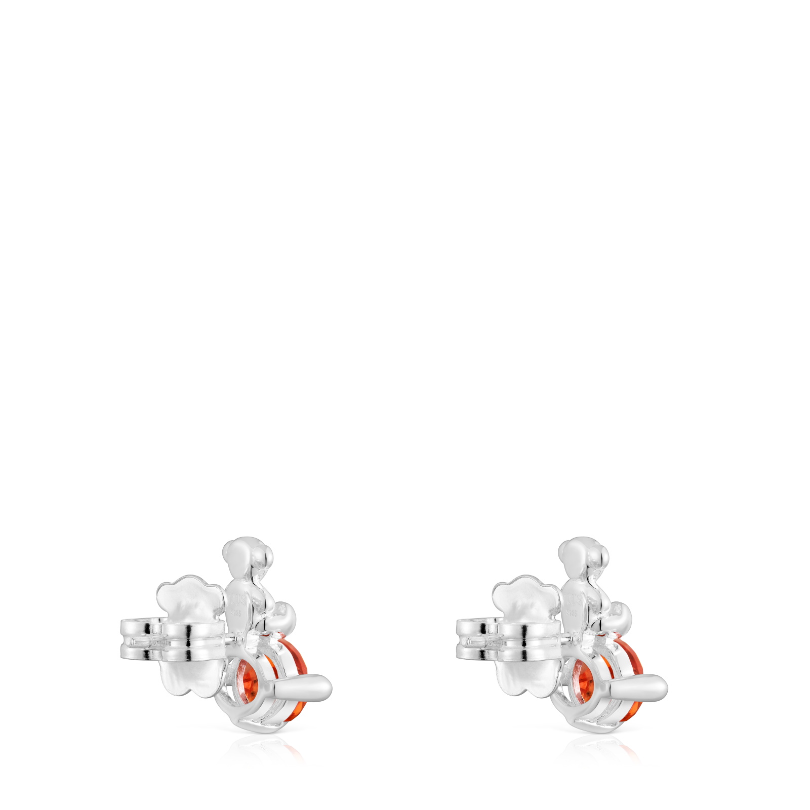 PENDIENTES MOTIVO OSO DE PLATA Y ZAFIRO NARANJA - 3