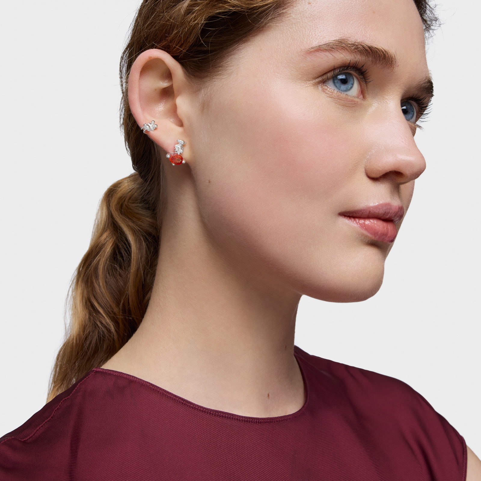 PENDIENTES MOTIVO OSO DE PLATA Y ZAFIRO NARANJA - 5