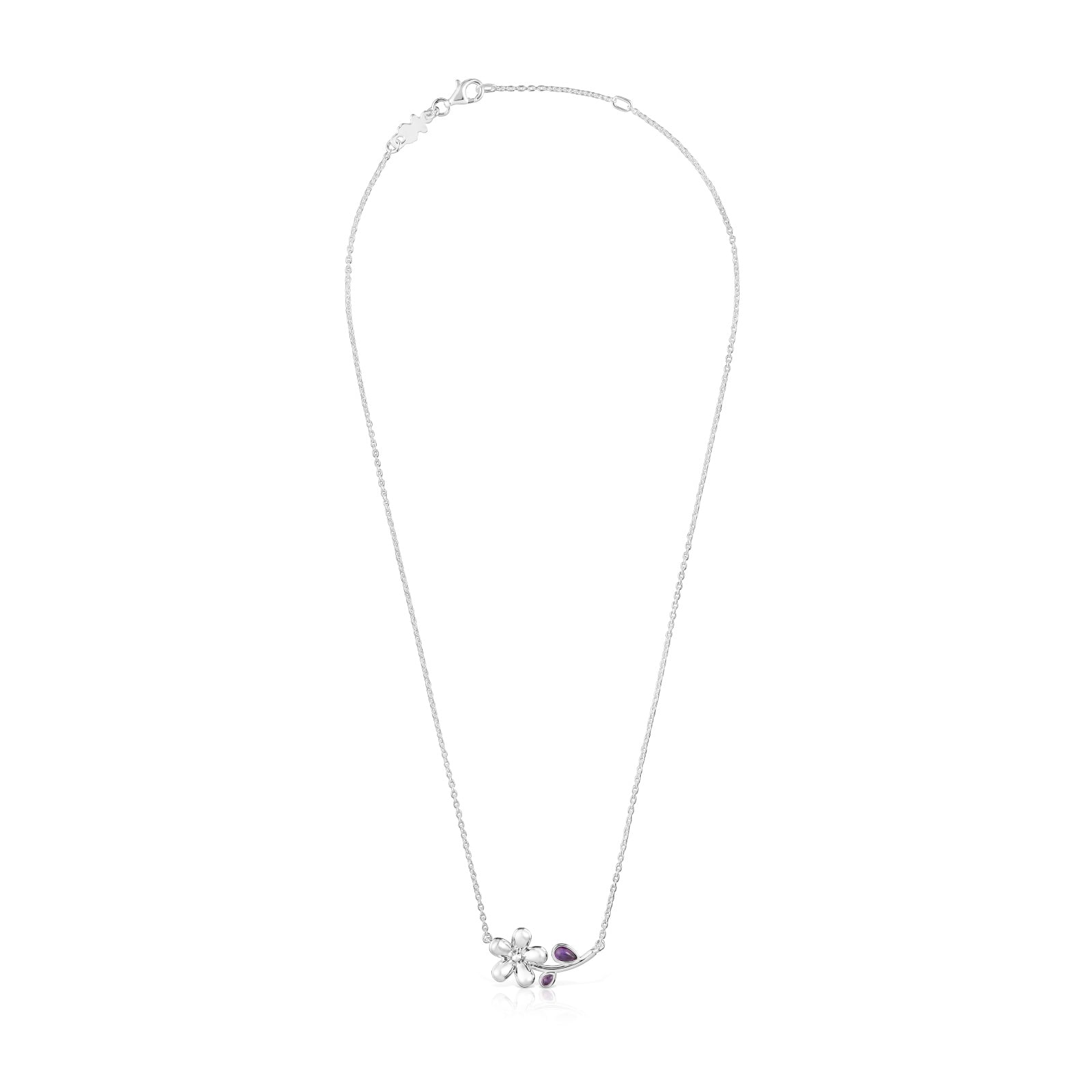 GARGANTILLA PLATA 1ªLEY FLOR GEMA 45CM - 2