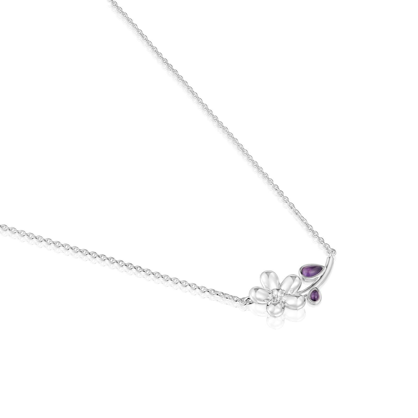 GARGANTILLA PLATA 1ªLEY FLOR GEMA 45CM - 3