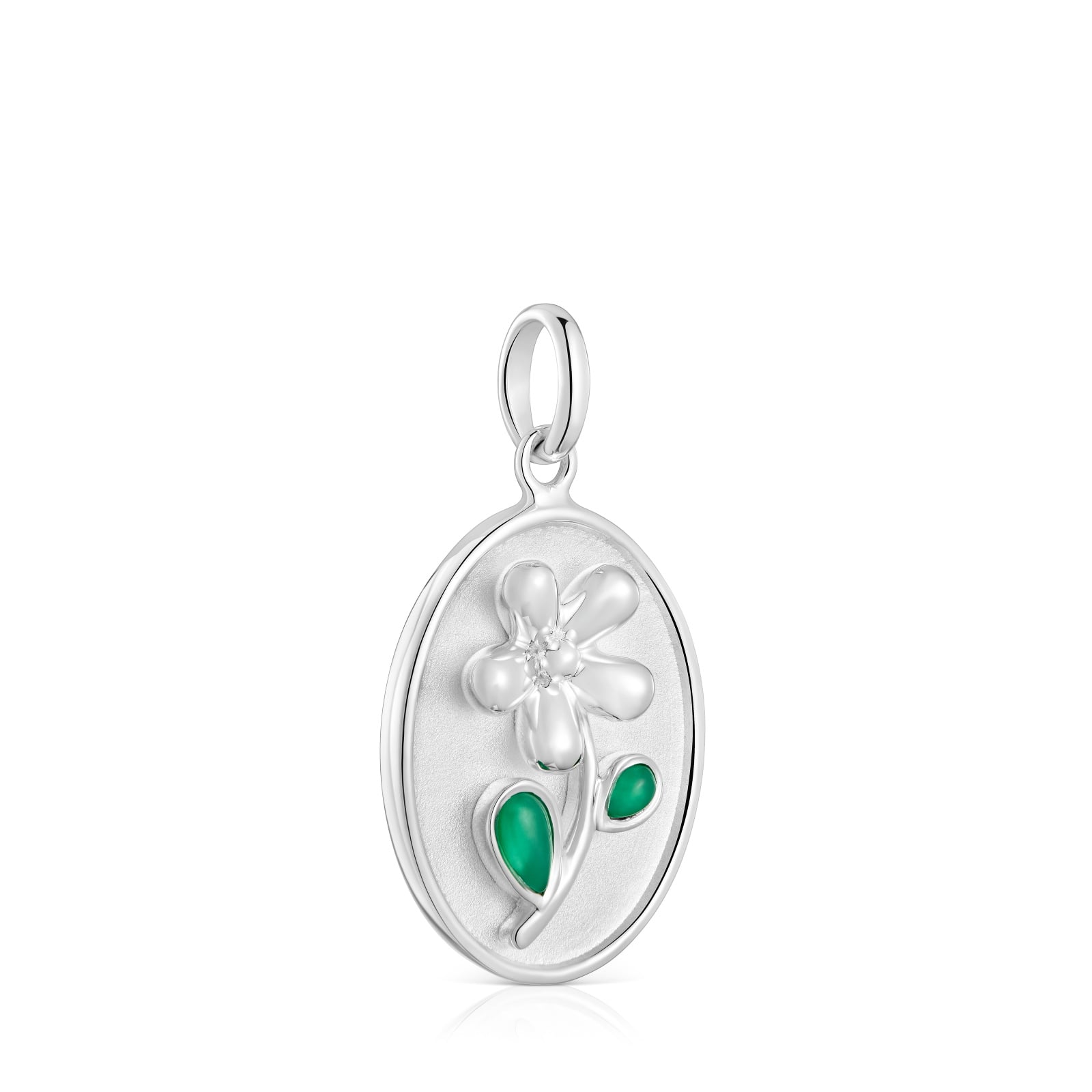 COLGANTE PLATA 1ªLEY OVAL GEMA FLOR 22MM - 2
