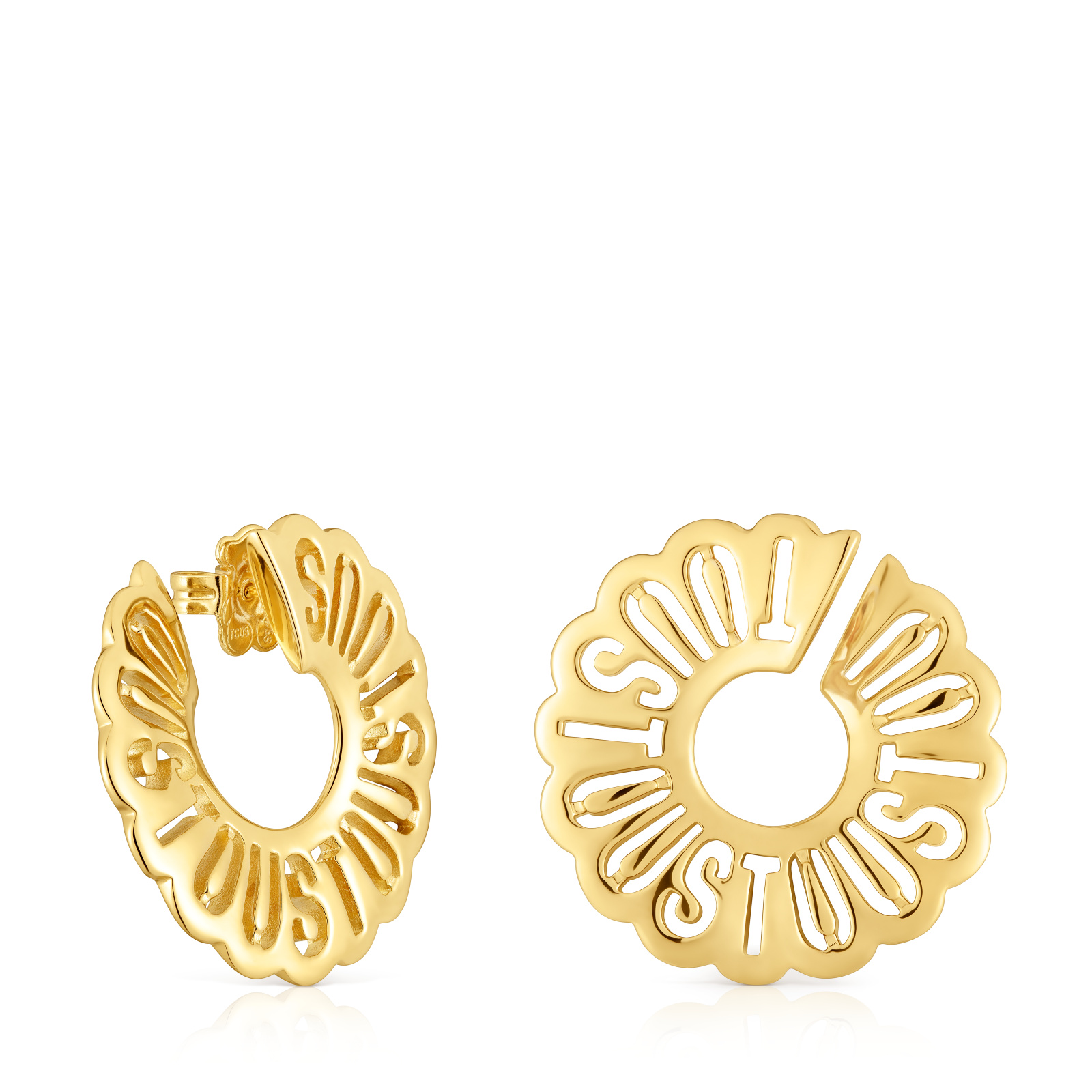 ARETES ARO BAÑADO EN ORO 18 KT SOBRE PLATA 31 MM - 1