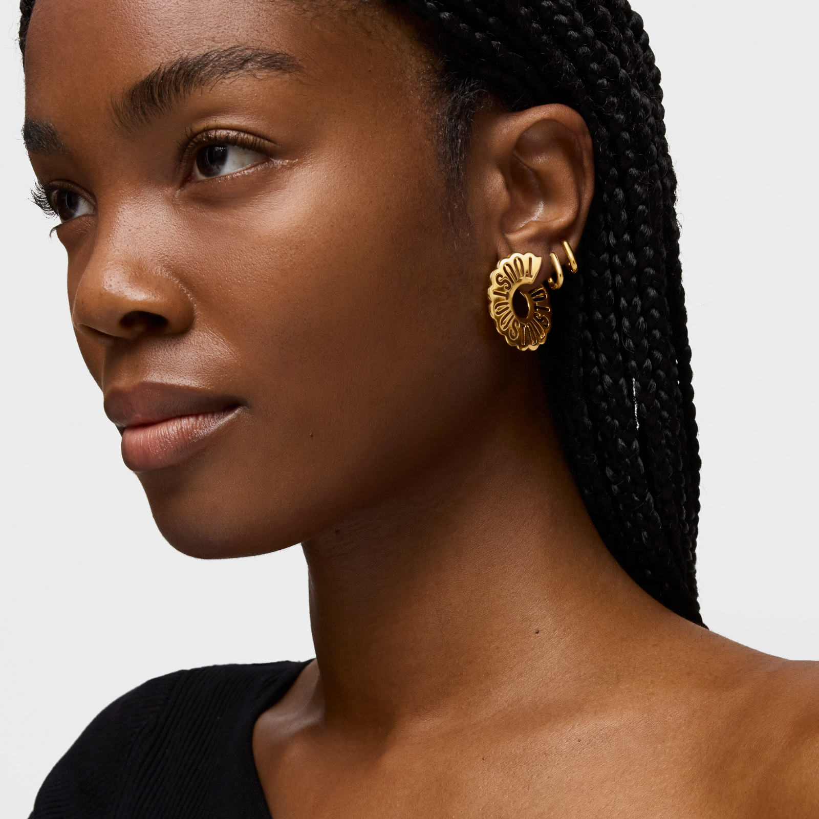 ARETES ARO BAÑADO EN ORO 18 KT SOBRE PLATA 31 MM - 5