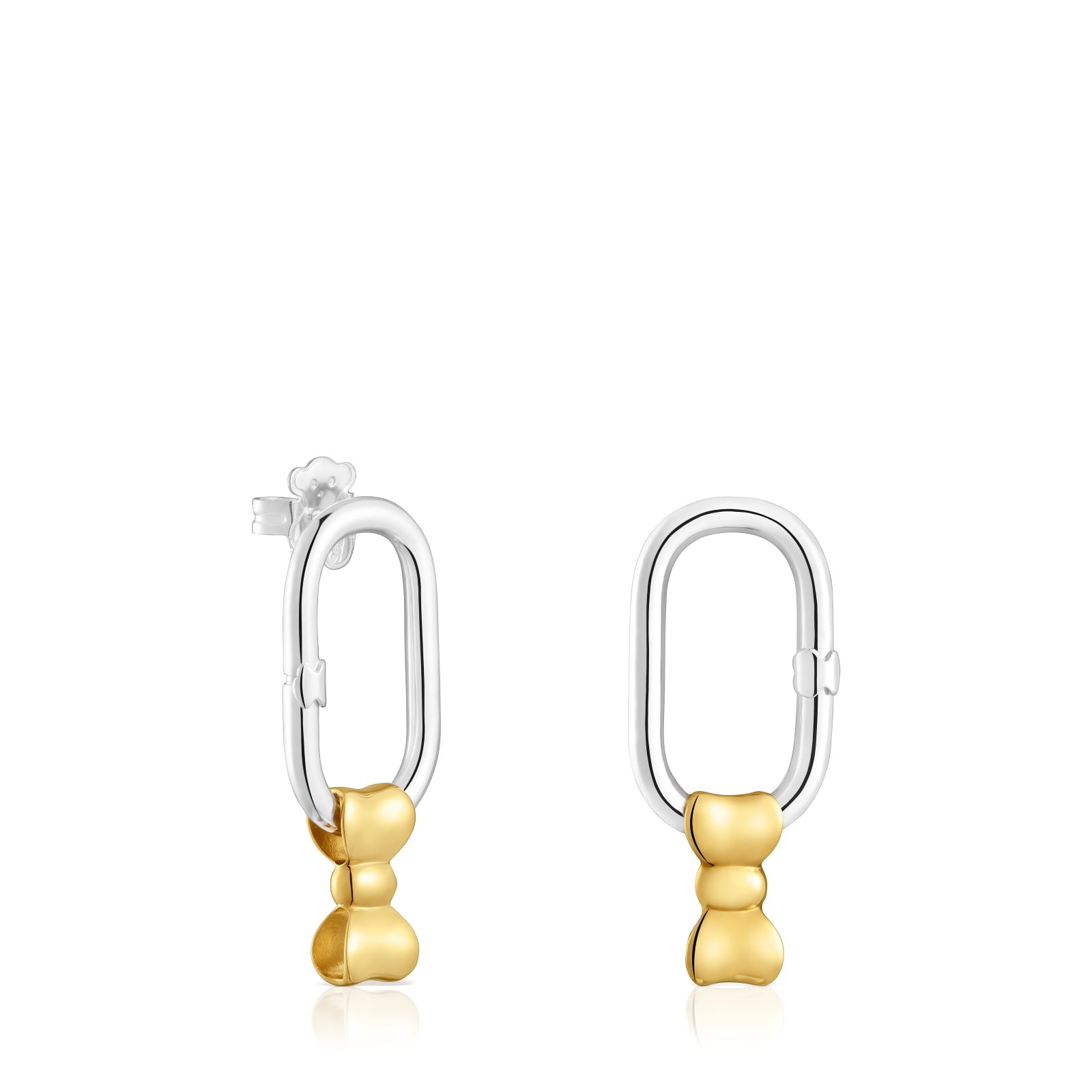 ARETES LAZO PLATA Y BAÑO ORO 18K - 1