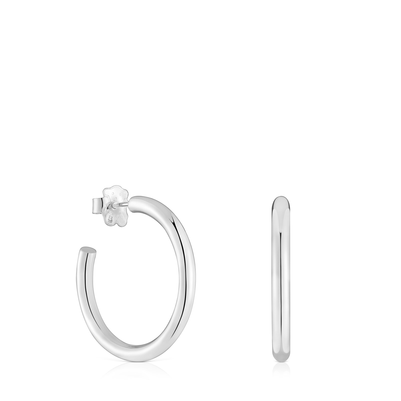 PENDIENTES DE ARO LARGOS DE PLATA 24 MM BASICOS - 1