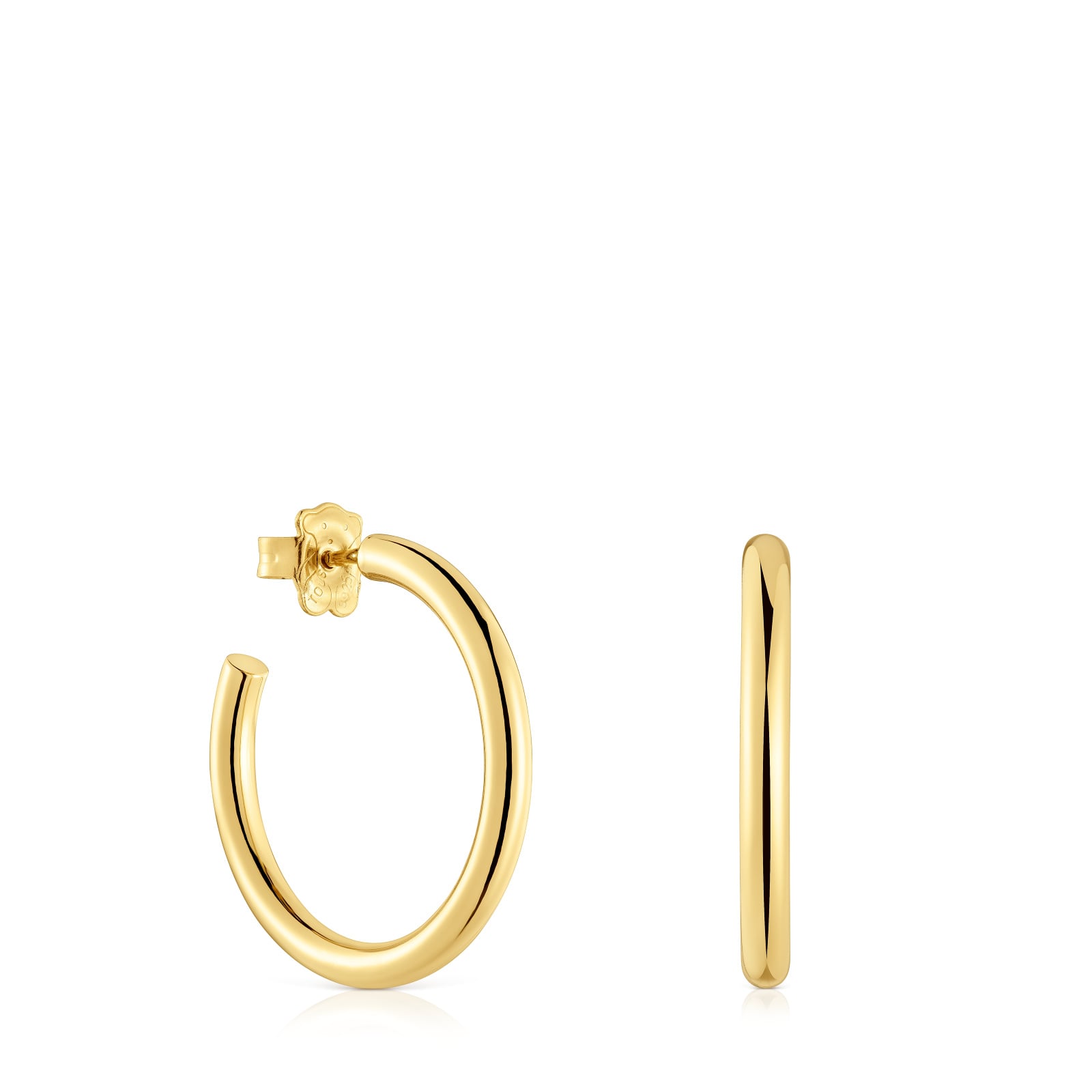 PENDIENTES DE ARO LARGOS BAÑADO EN ORO 18 KT SOBRE PLATA - 1