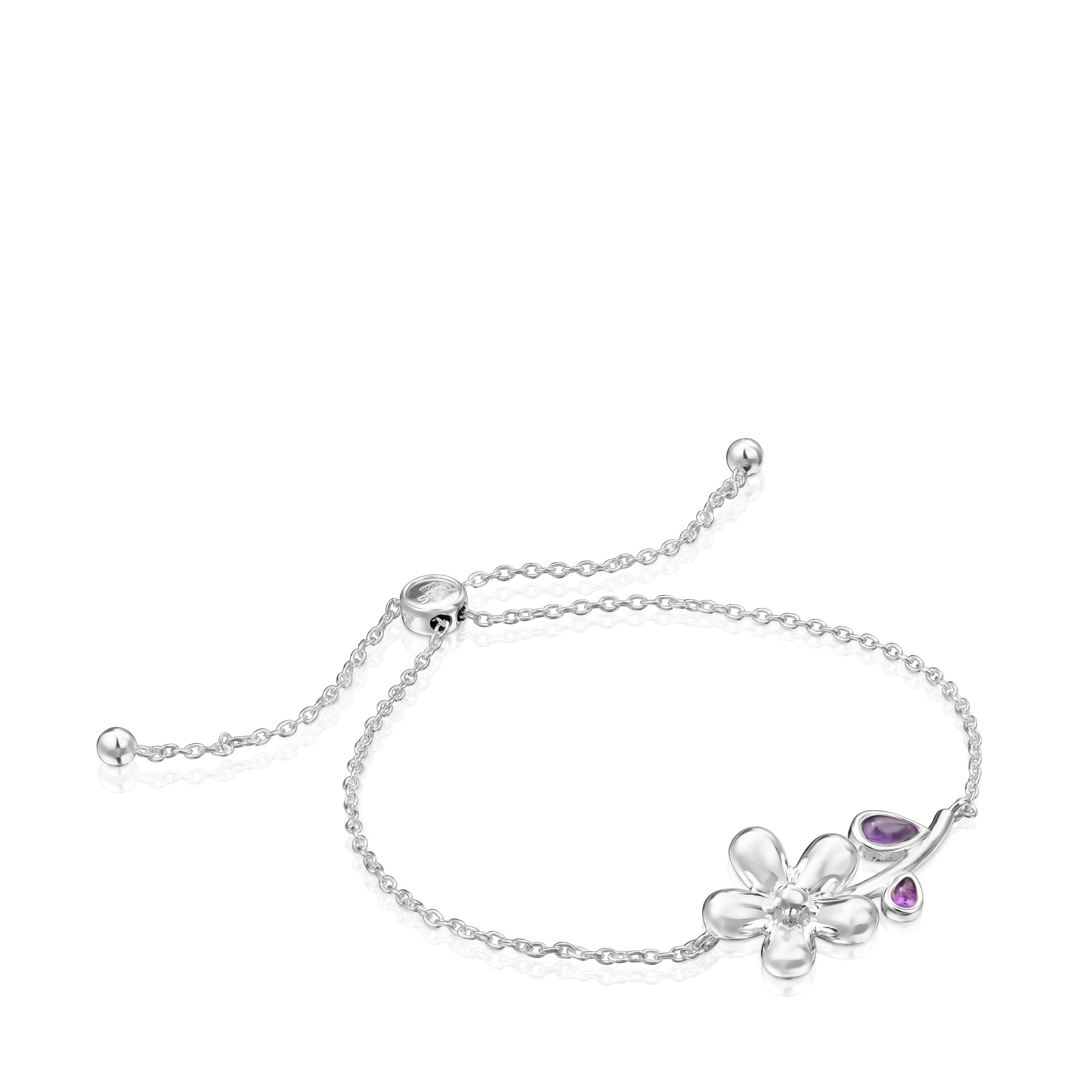 PULSERA PLATA 1ªLEY FLOR GEMA 22MM SLIDER - 1