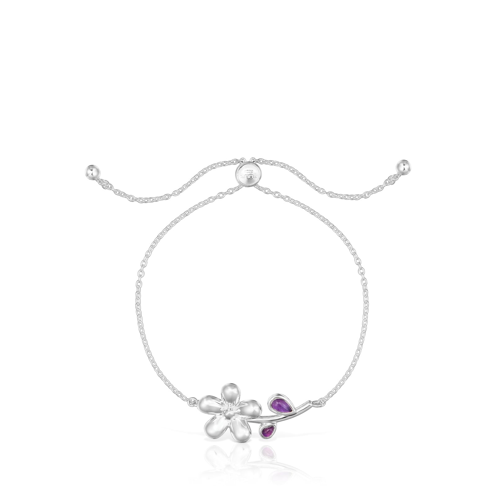PULSERA PLATA 1ªLEY FLOR GEMA 22MM SLIDER - 2