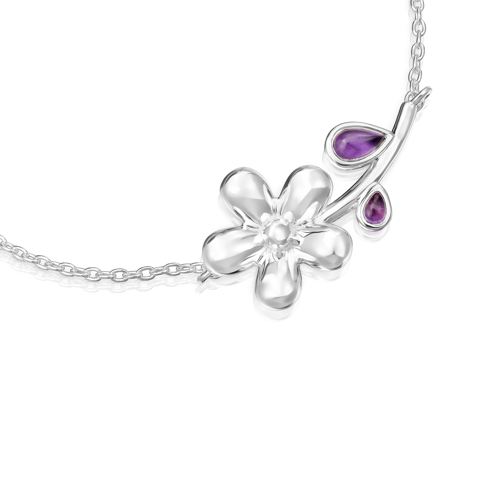PULSERA PLATA 1ªLEY FLOR GEMA 22MM SLIDER - 3