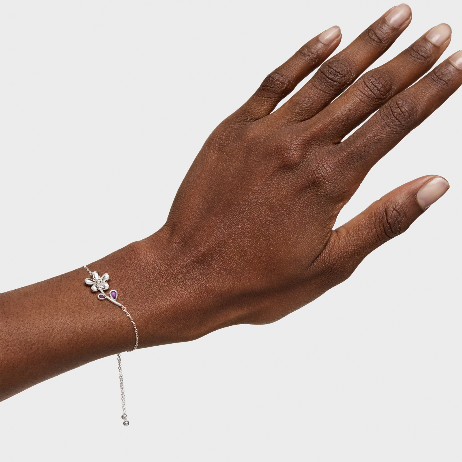 PULSERA PLATA 1ªLEY FLOR GEMA 22MM SLIDER - 6