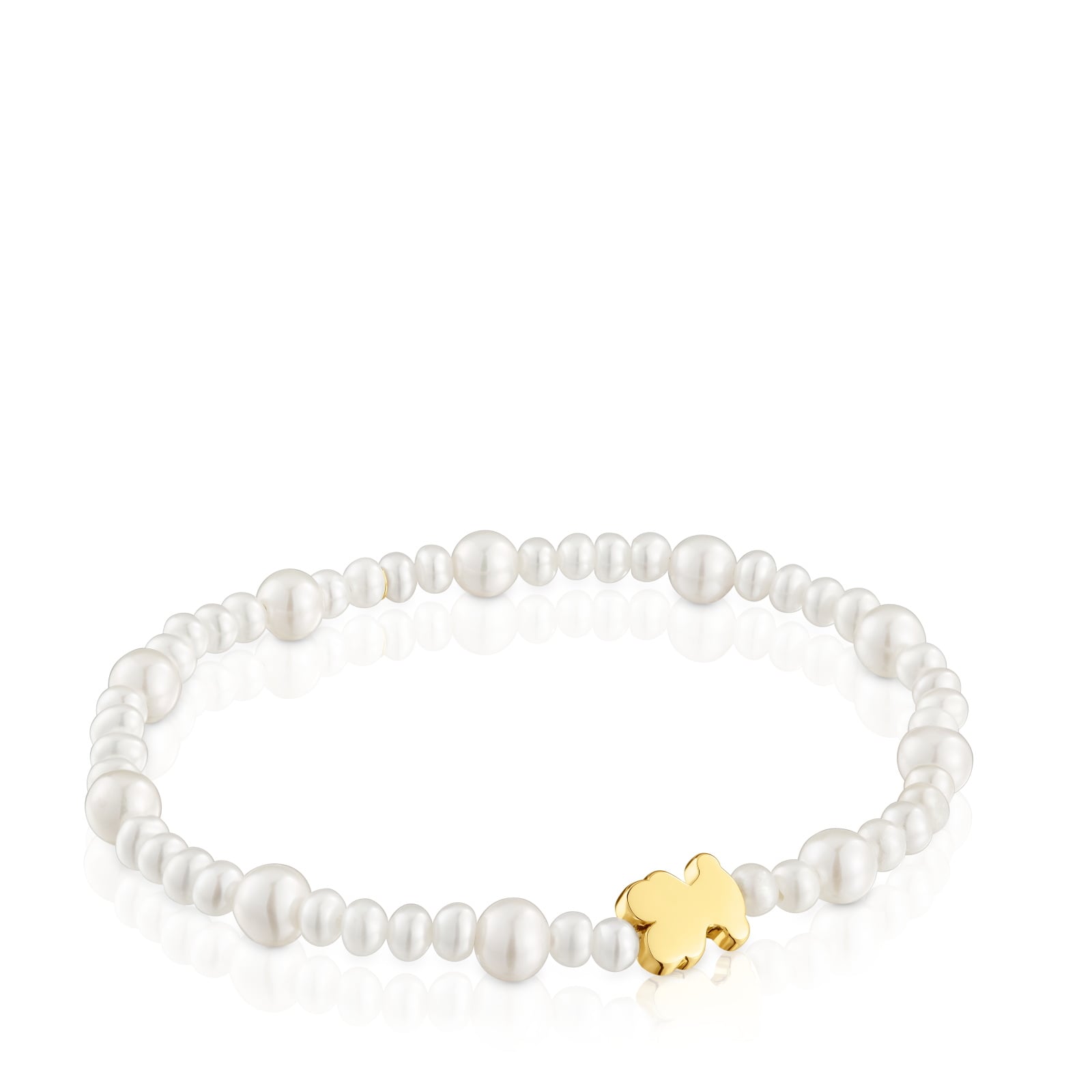 PULSERA PERLA/ORO OSO 8MM ELASTICA - 1