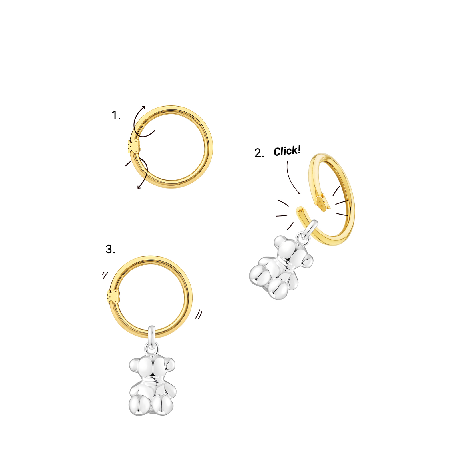 PENDIENTES CORTOS BAÑADO EN ORO 18 KT SOBRE PLATA HOLD - 4