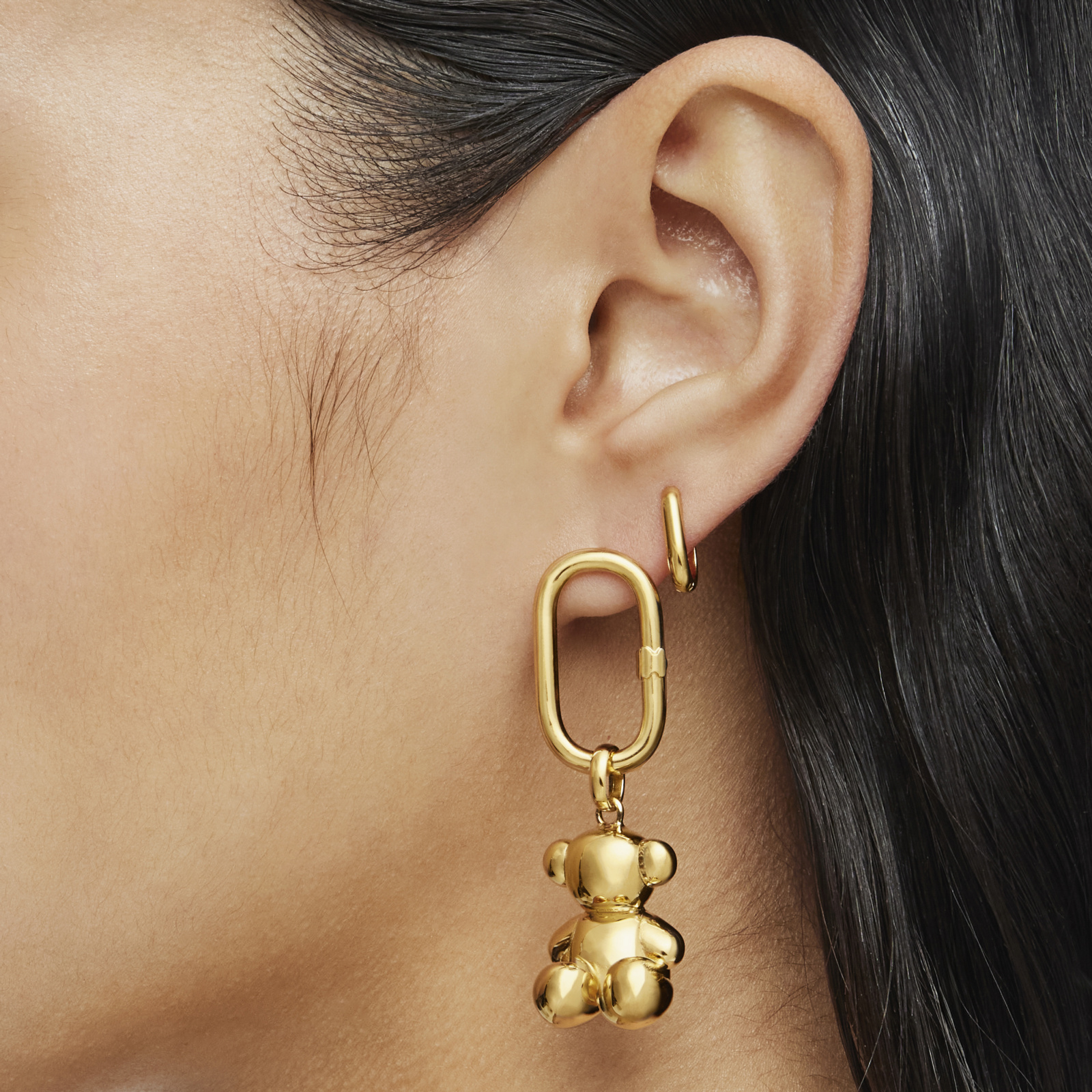 PENDIENTES CORTOS BAÑADO EN ORO 18 KT SOBRE PLATA HOLD - 6