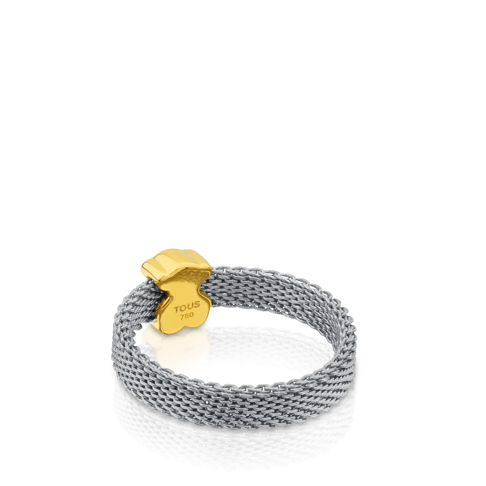 ANILLO DE ACERO Y ORO MOTIVO OSO ICON MESH - 3