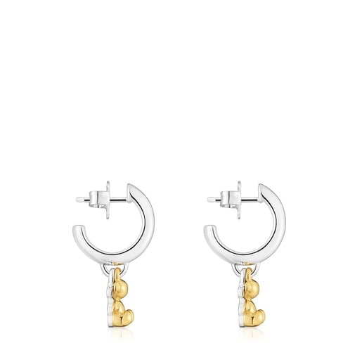 ARETES PLATA 1ªLEY BAÑO OSO BICOLOR - 1