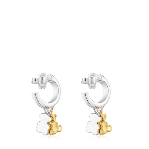 ARETES PLATA 1ªLEY BAÑO OSO BICOLOR - 2