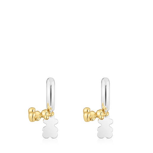 ARETES PLATA 1ªLEY BAÑO OSO BICOLOR - 3