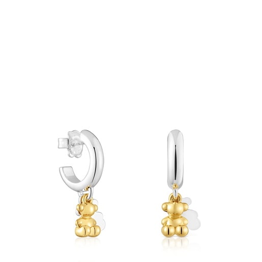 ARETES PLATA 1ªLEY BAÑO OSO BICOLOR - 4