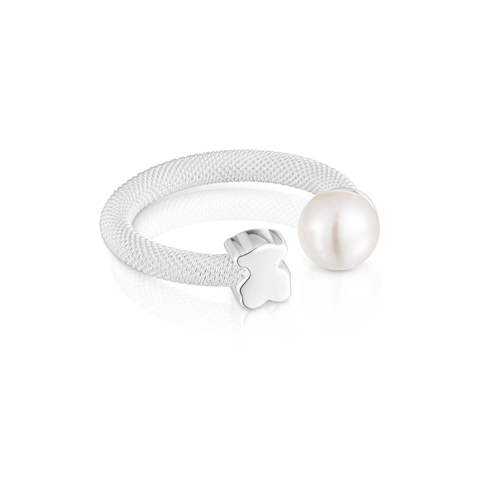 ANILLO PLATA MALLA OSO 6MM PERLA ICON MESH (000952) - 2
