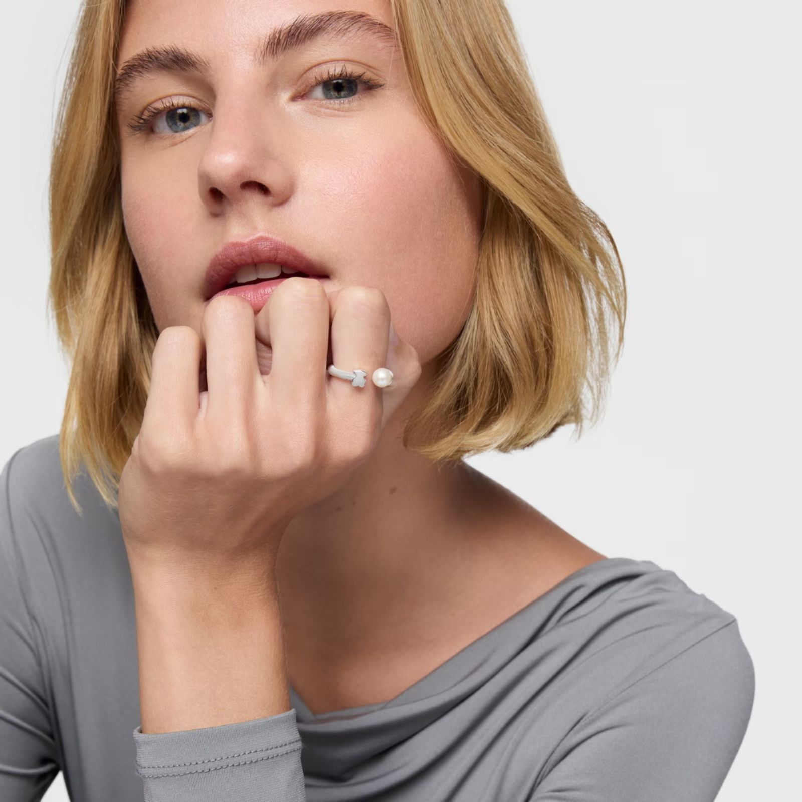 ANILLO PLATA MALLA OSO 6MM PERLA ICON MESH (000952) - 4