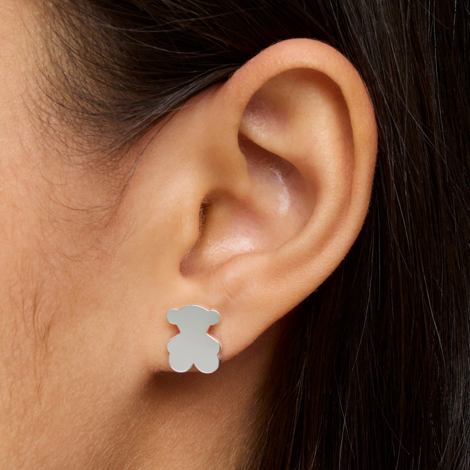 PENDIENTES PLATA 1ªLEY OSO 12MM PRESION - 6
