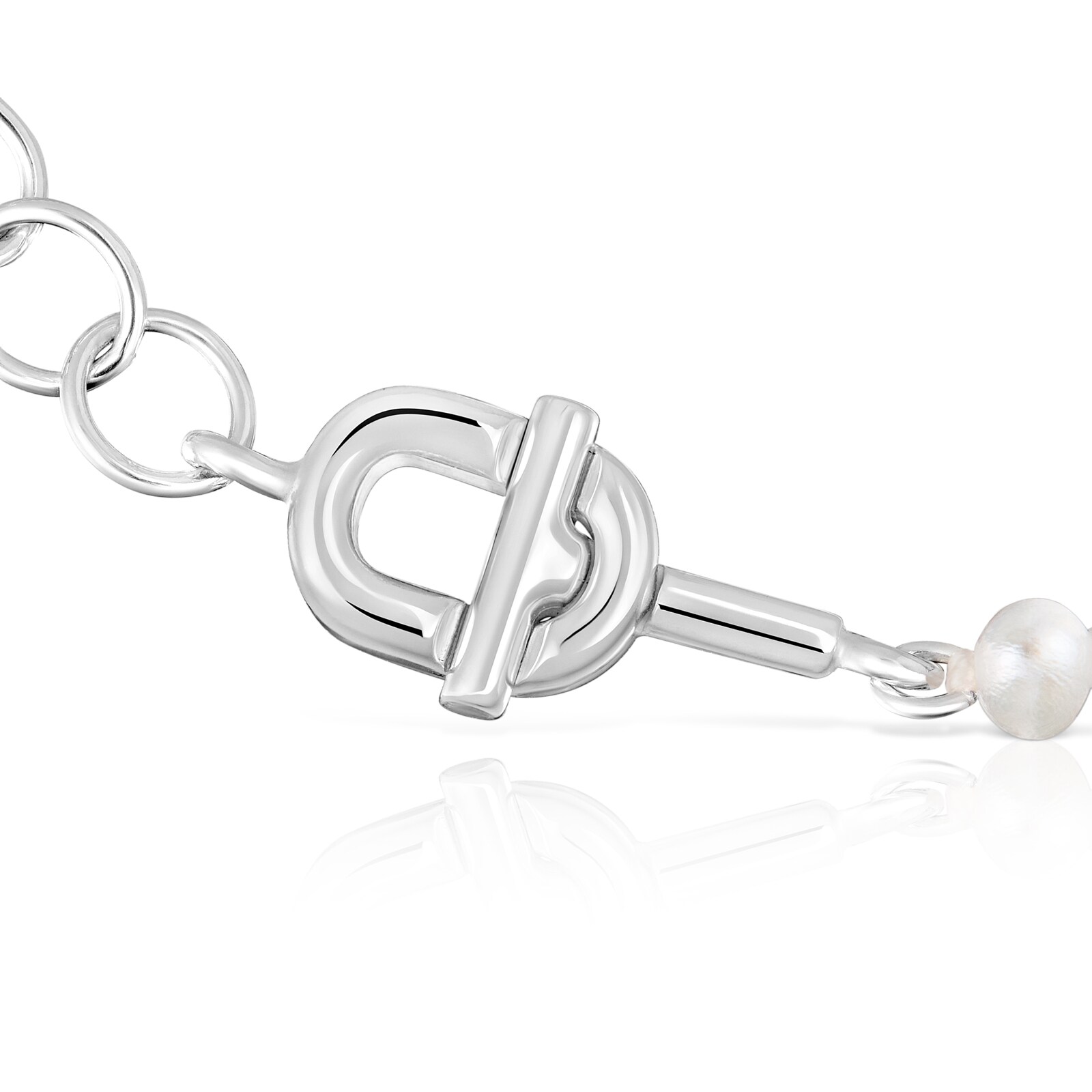 PULSERA PLATA 1ªLEY PERLA CULTIV. 17,5CM - 2
