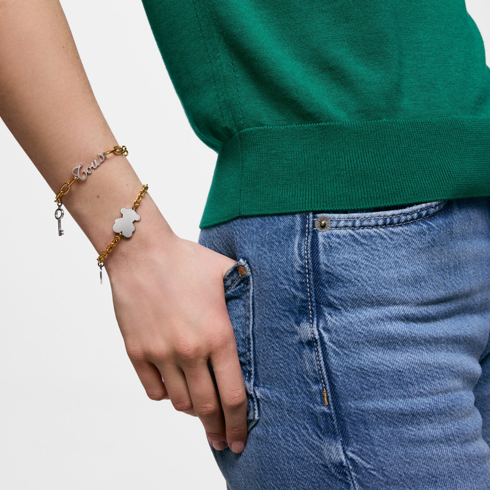 PULSERA ACERO/IP DORADO MEDALLA OSO 20MM - 4