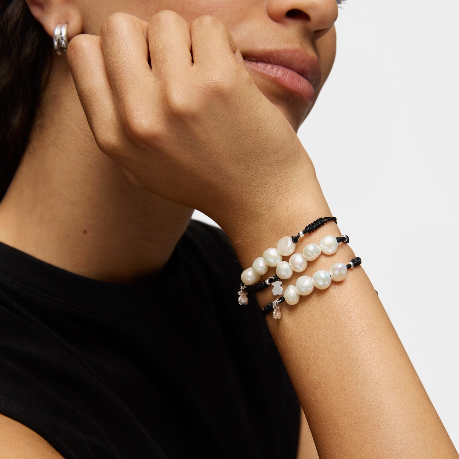 PULSERA NYLON PLATA 1ªLEY PERLA CULTIVAD - 5
