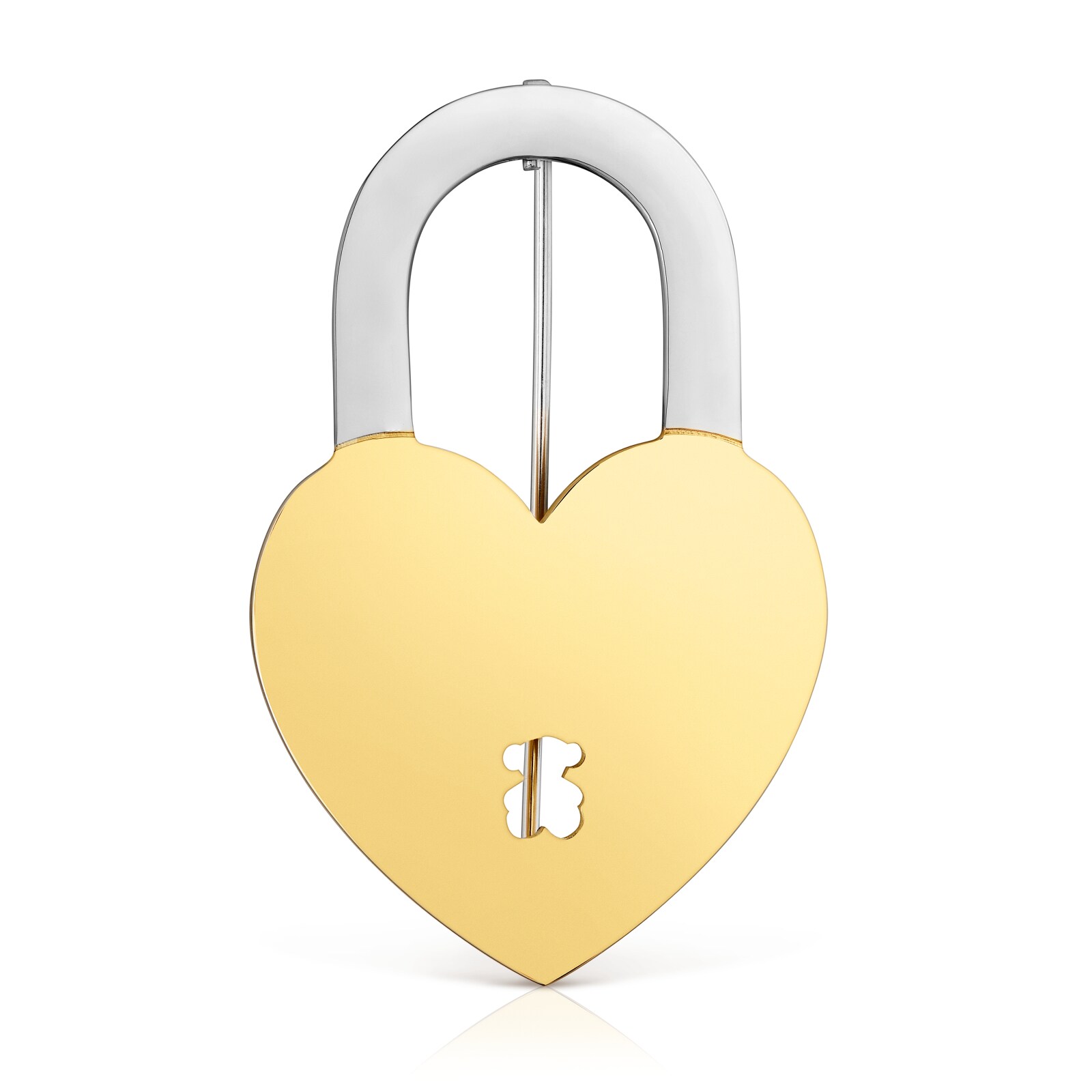 BROCHE ACERO IP DORADO CORAZON 80MM - 1