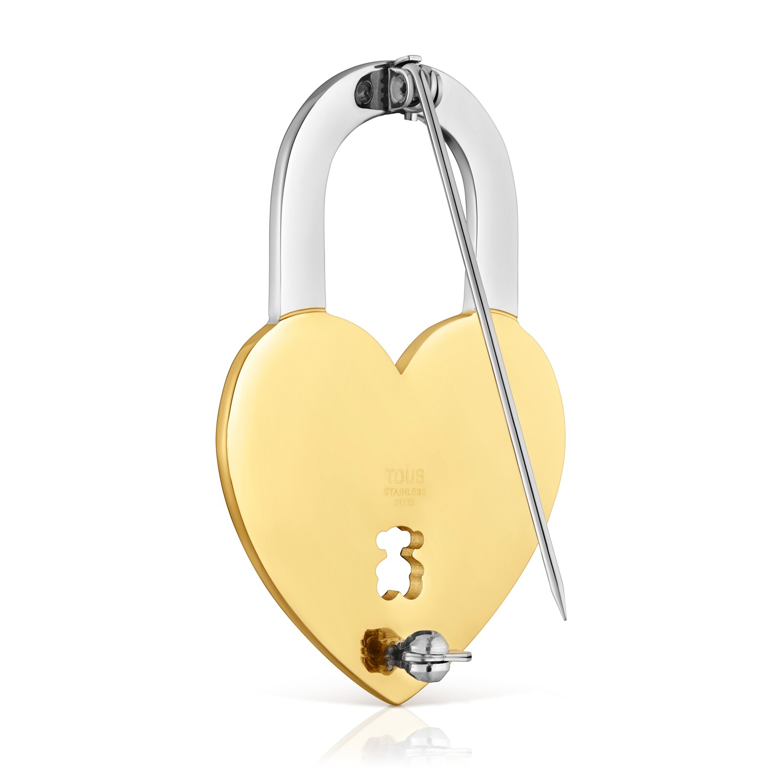 BROCHE ACERO IP DORADO CORAZON 80MM - 3