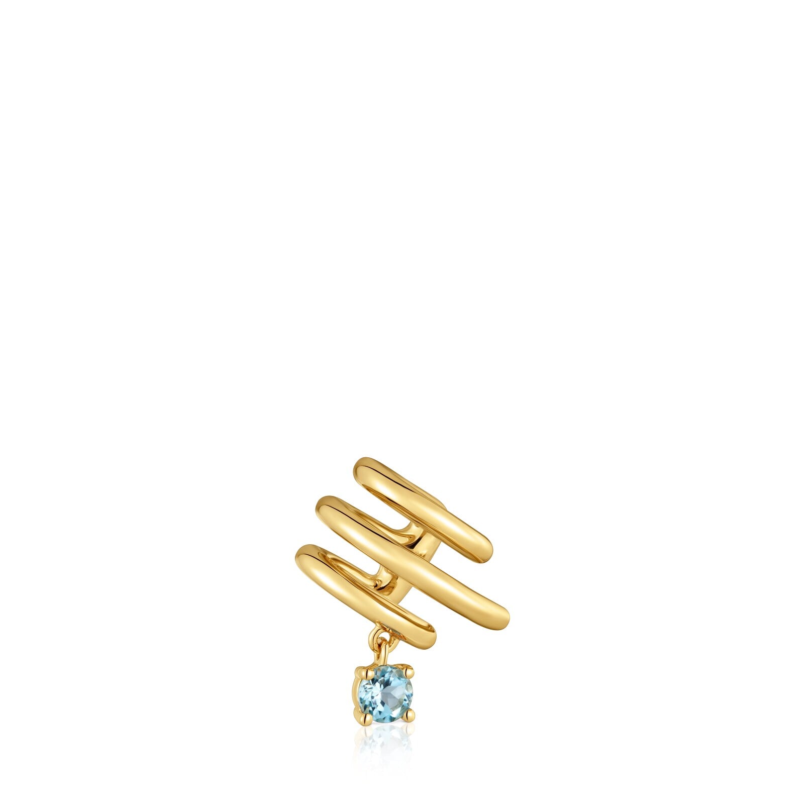 EARCUFF PLATA 1ªLEY BAÑO TOPACIO AZUL - 1