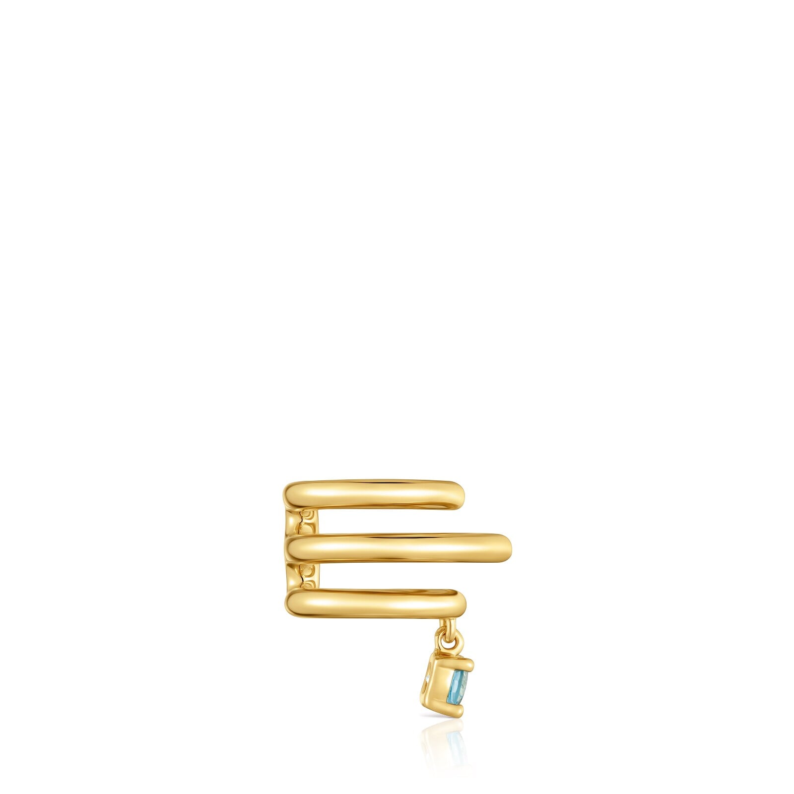EARCUFF PLATA 1ªLEY BAÑO TOPACIO AZUL - 2