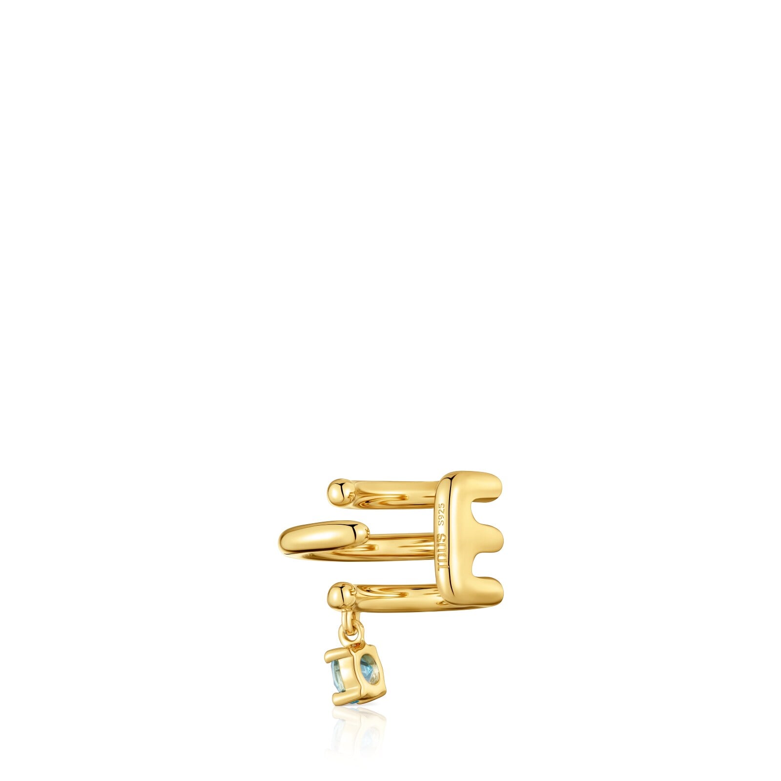 EARCUFF PLATA 1ªLEY BAÑO TOPACIO AZUL - 3