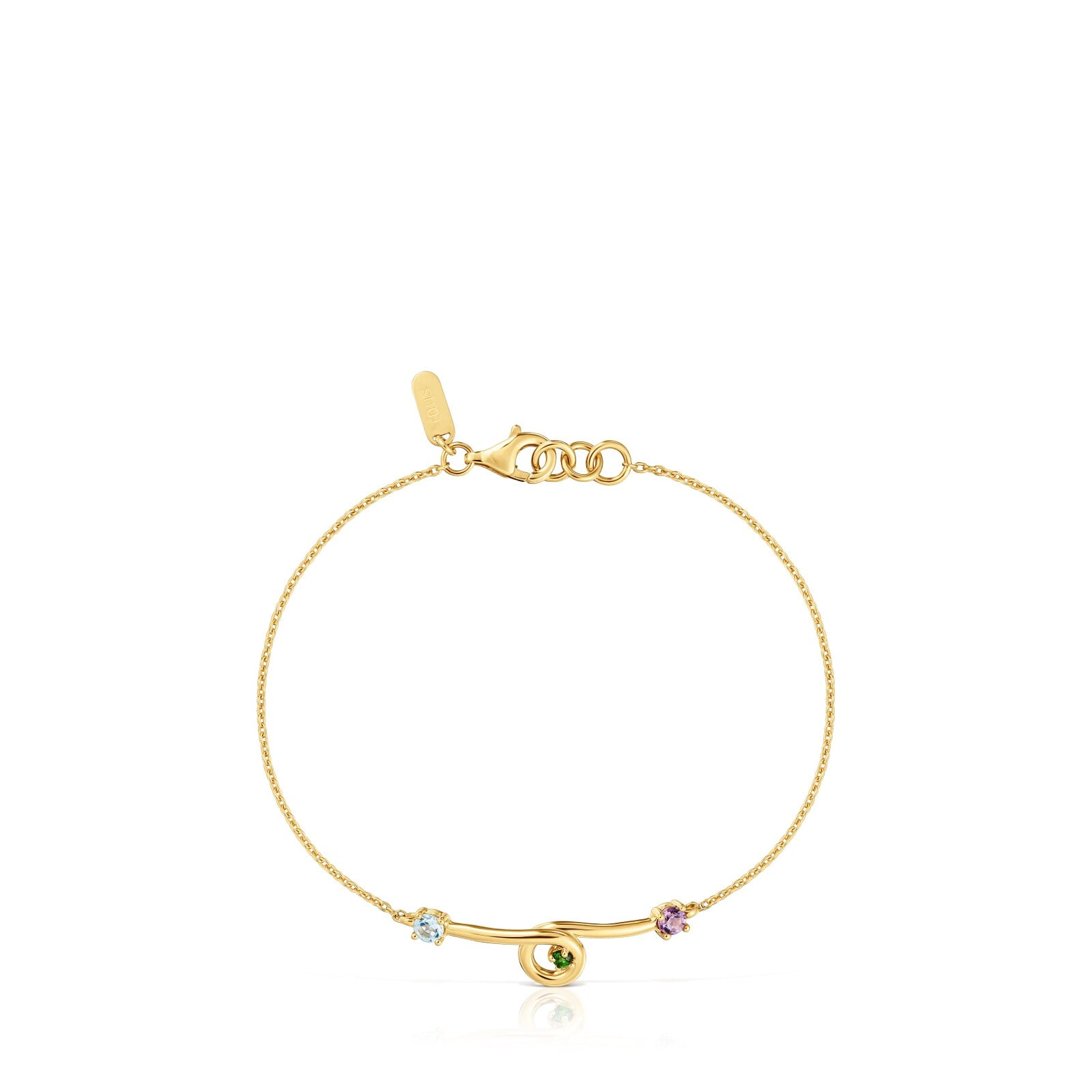 PULSERA PLATA 1ªLEY BAÑO CADENA GEMAS - 1