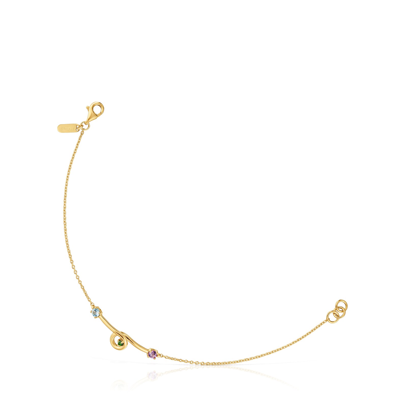 PULSERA PLATA 1ªLEY BAÑO CADENA GEMAS - 2