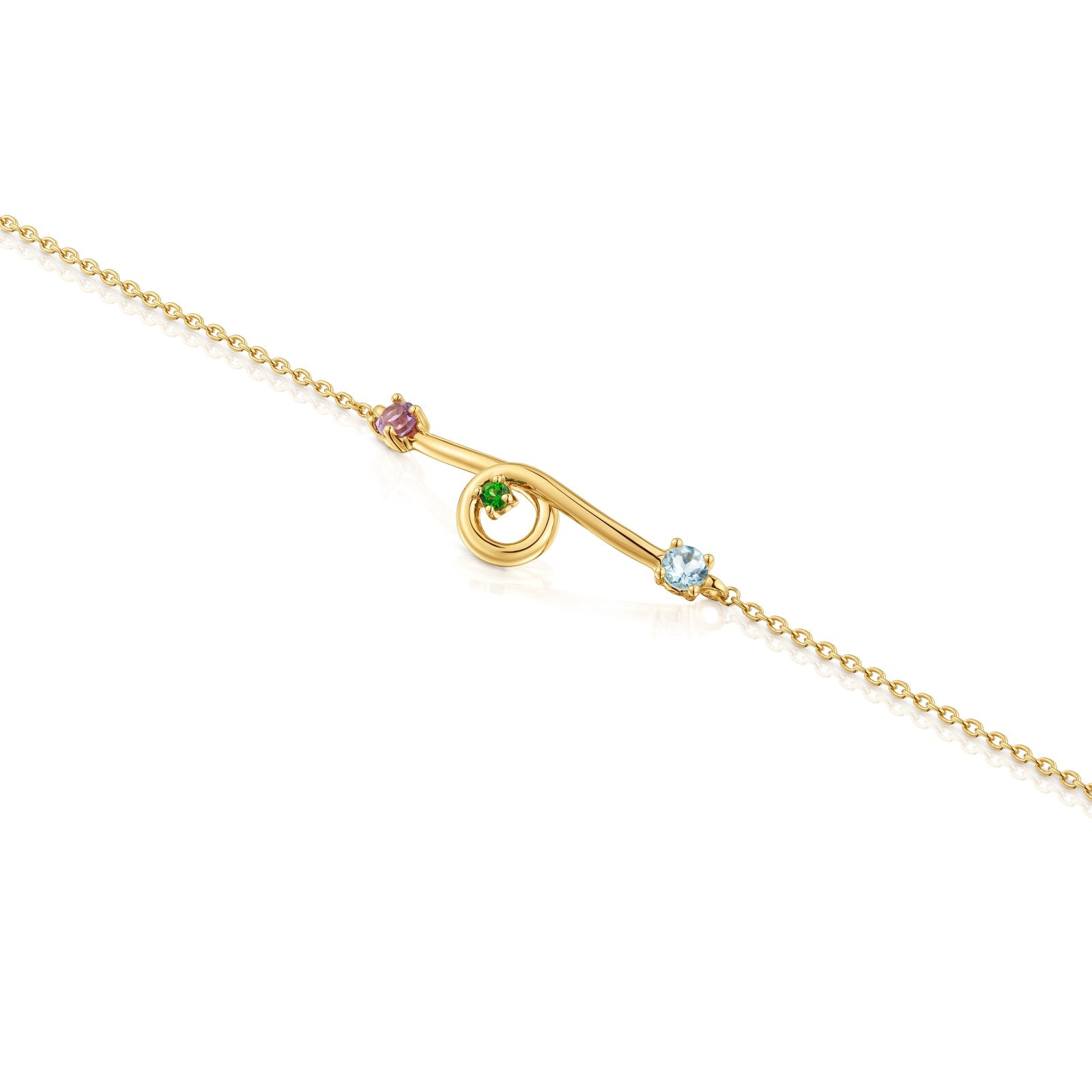 PULSERA PLATA 1ªLEY BAÑO CADENA GEMAS - 3