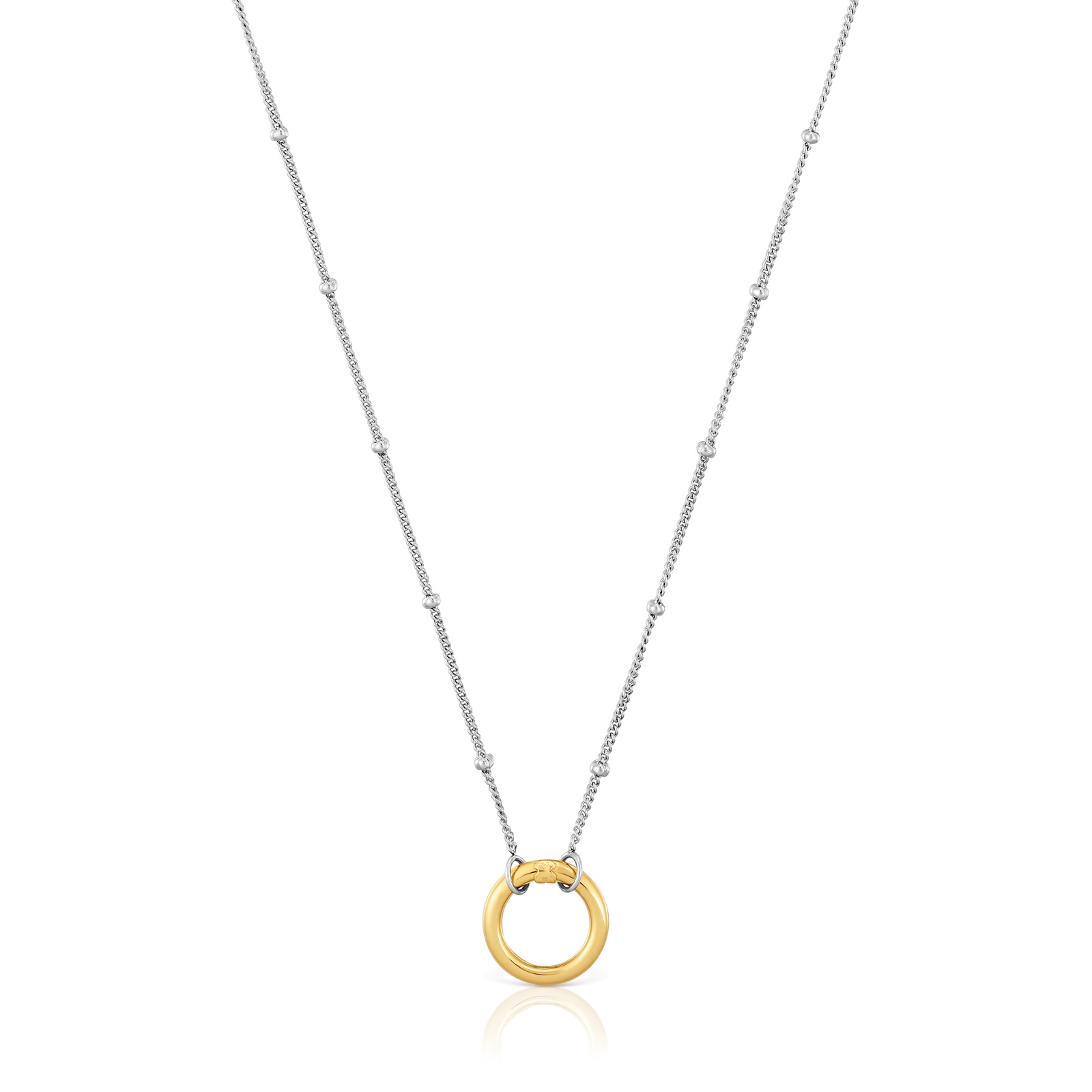 COLLAR CORTO DE ACERO Y ANILLA DE ORO HOLD - 1