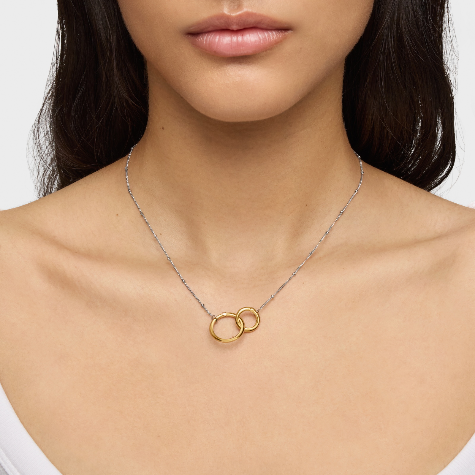 COLLAR CORTO DE ACERO Y ANILLA DE ORO HOLD - 5