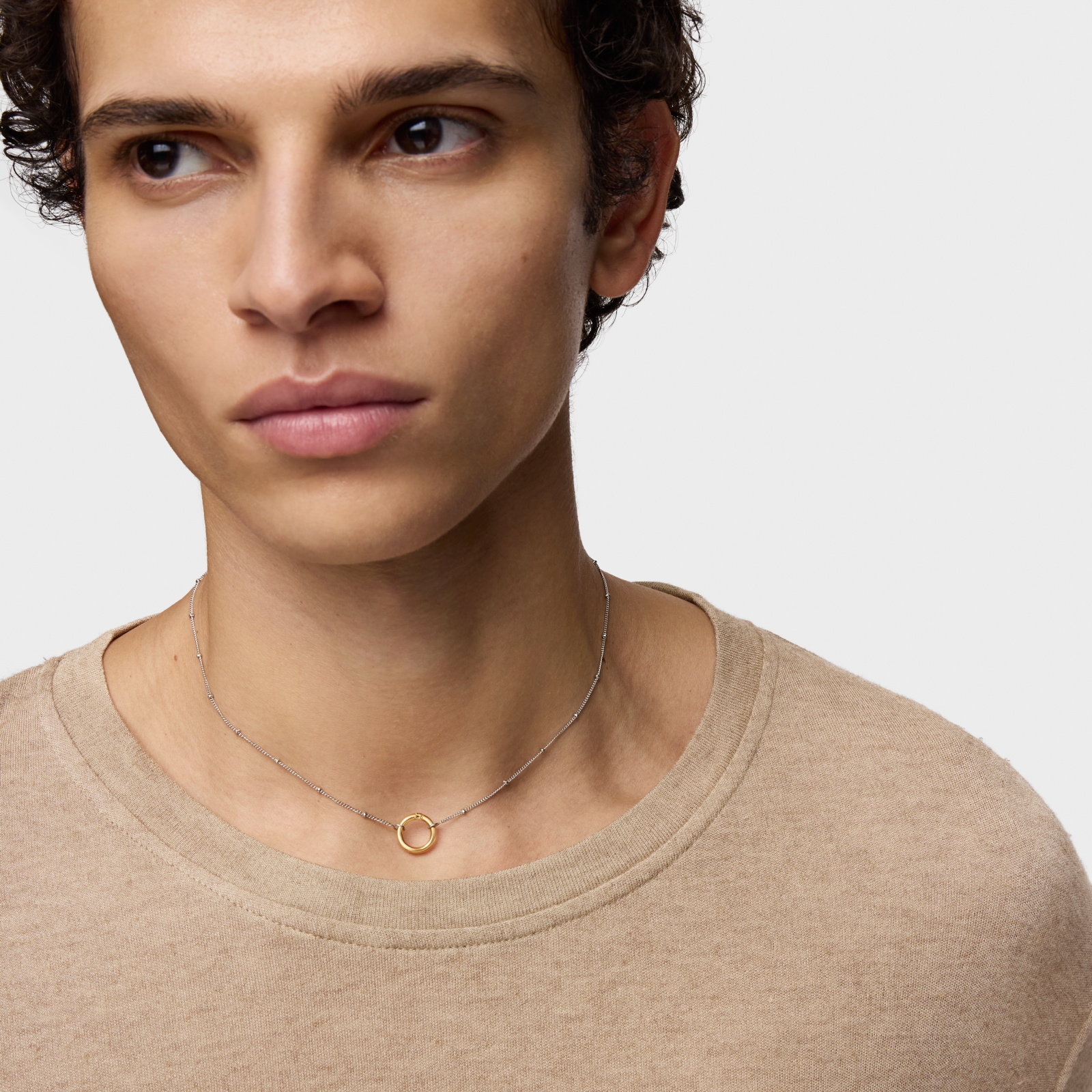COLLAR CORTO DE ACERO Y ANILLA DE ORO HOLD - 6