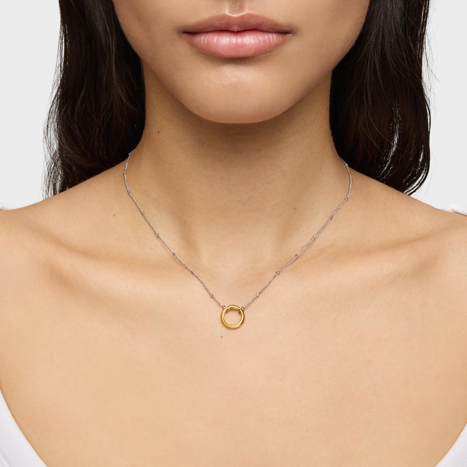 COLLAR CORTO DE ACERO Y ANILLA DE ORO HOLD - 7