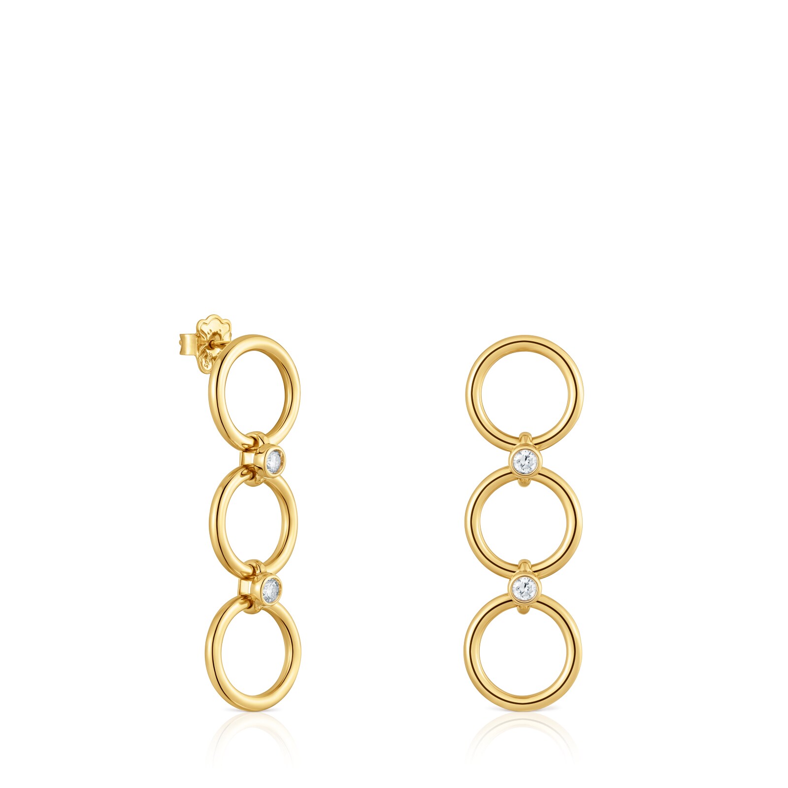 ARETES DE PLATA CORTOS CON ARO PÚA BASICS - 1